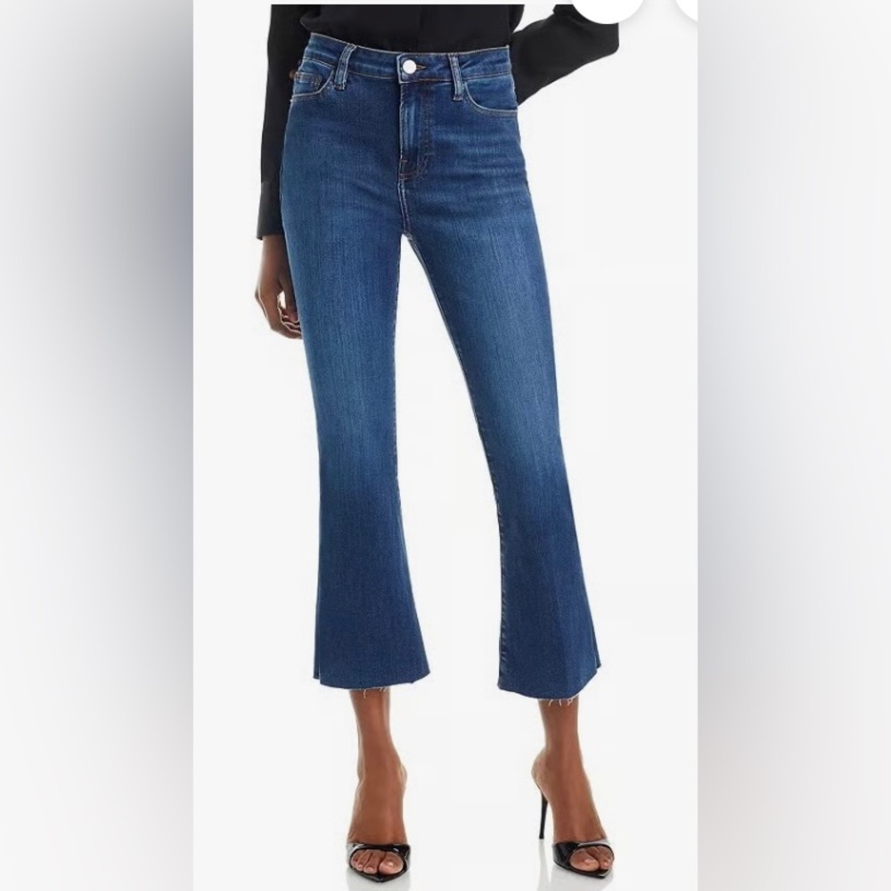 FRAME Women Lupine Blue Dark Wash Le Crop Mid Rise Cropped Bootcut Jeans
